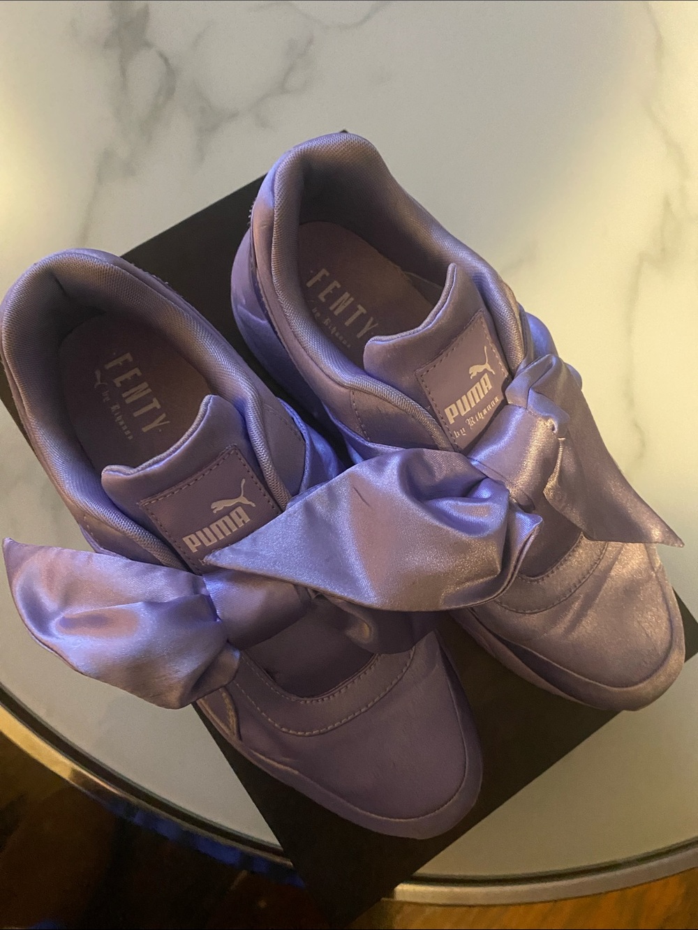 Puma Women's Satin Bow Low-Top Sneakers in Lavender